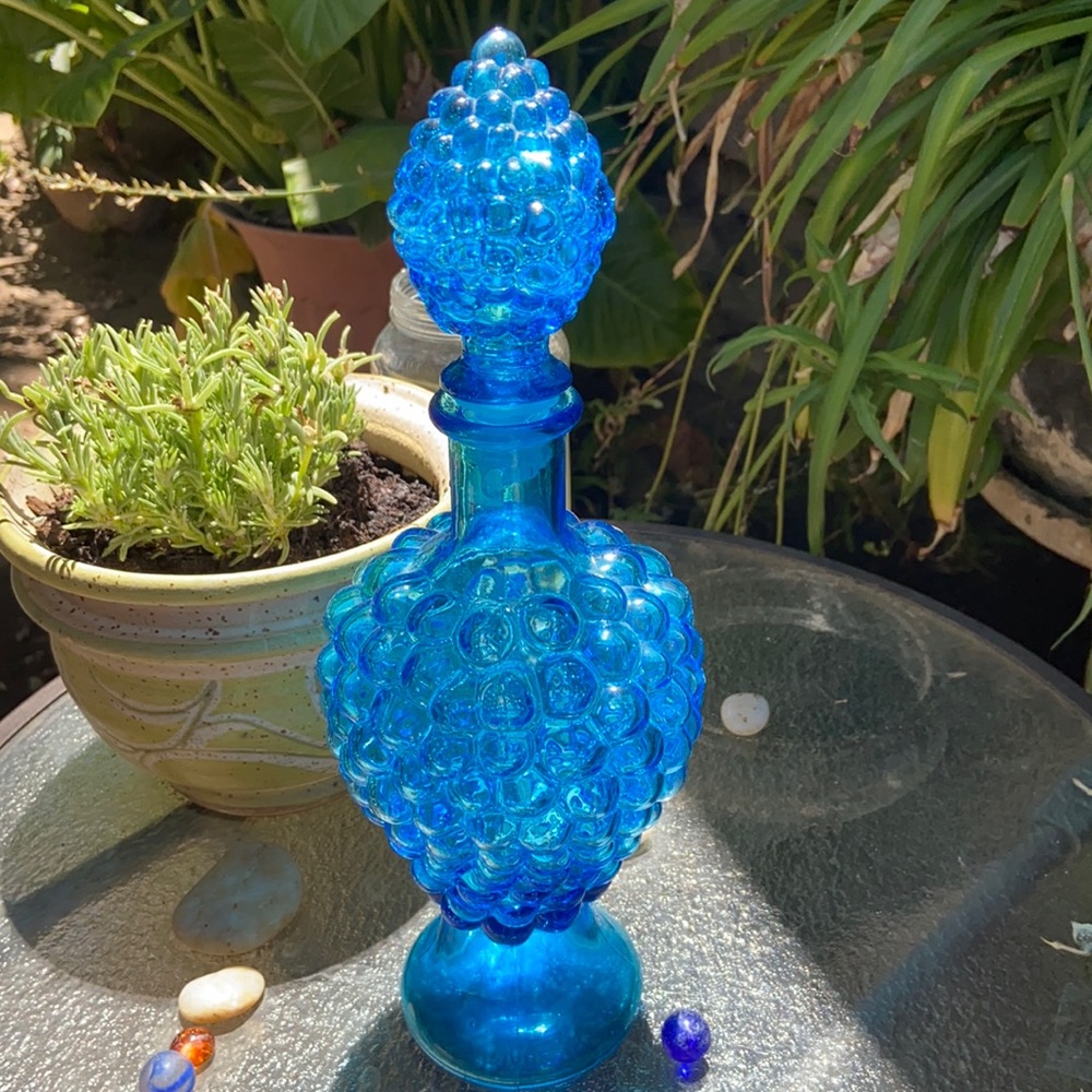 Vintage 1960’s MCM Bubble Glass  Decanter 11”